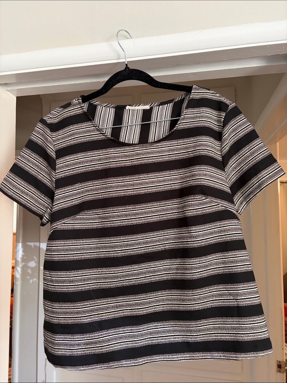 Lush Split Back Striped Short Sleeve Tee